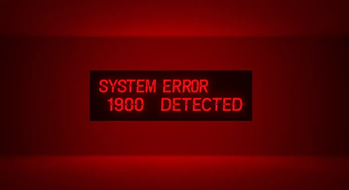 Red digital text reading \