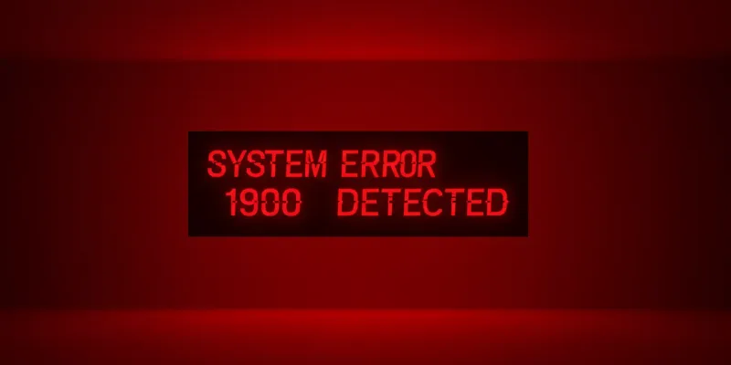 Red digital text reading \